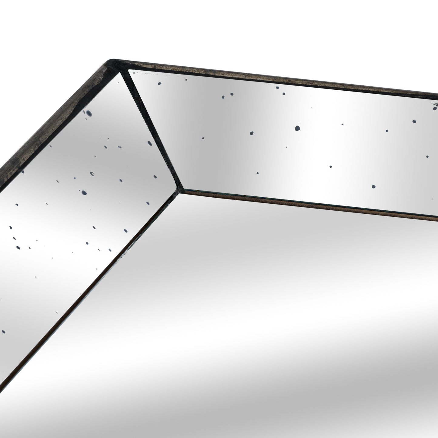 Astor Distressed Mirrored Square Tray W/Wooden Detailing Lge - HomenestUK