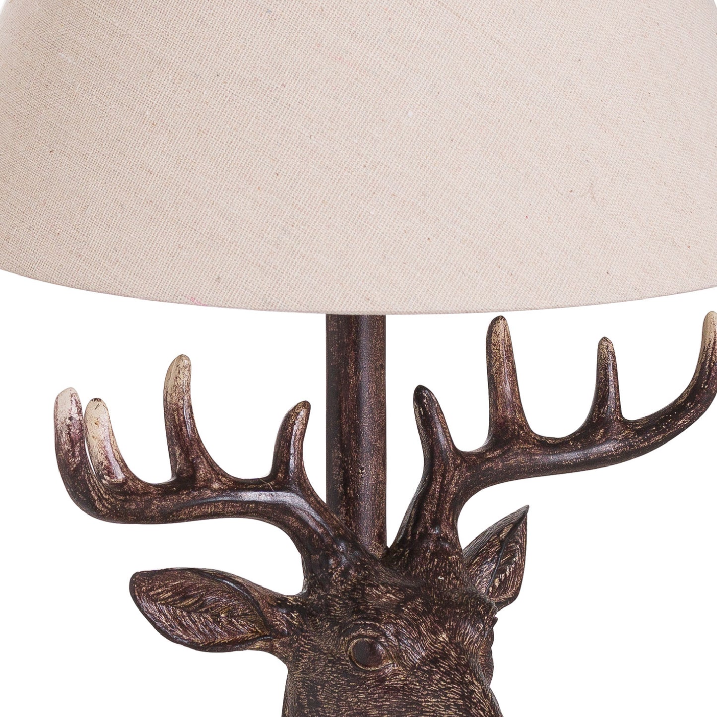 Stag Head Table Lamp With Linen Shade - HomenestUK