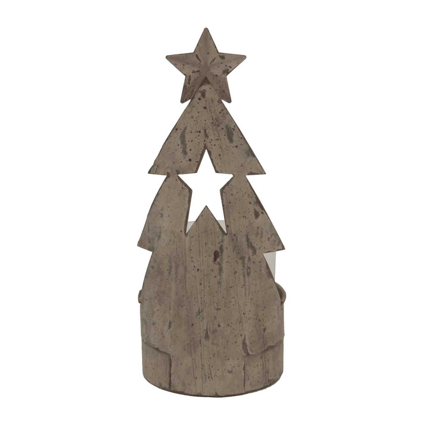 Rustic Metal Tree Candle Holder With Stars