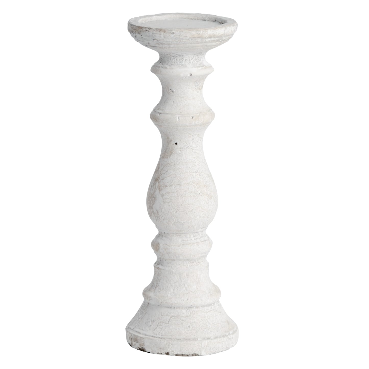 Medium stone candle holder with a textured finish, perfect for contemporary decor.