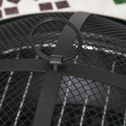 68cm Outdoor Fire Pit Mosaic ceramic style (includes BBQ Grill)