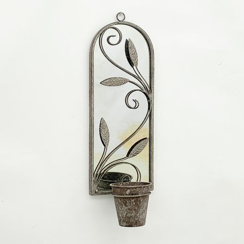 64cm outdoor or garden wall mirror with single planter