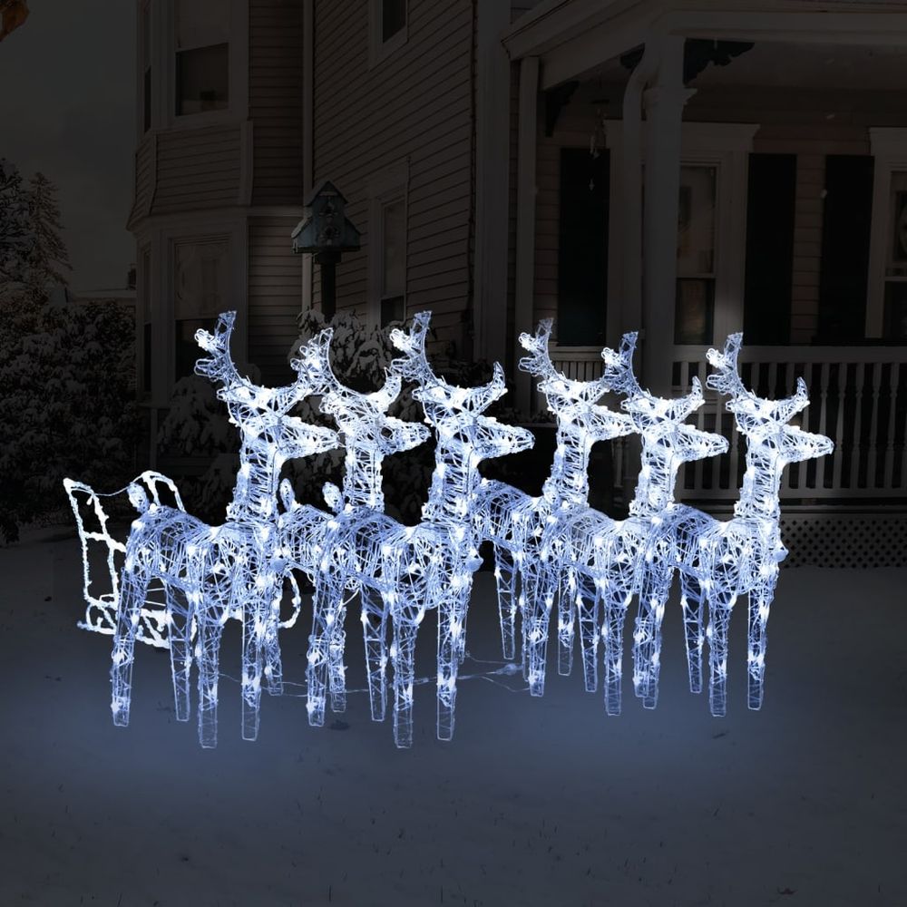 Reindeers & Sleigh Christmas Decoration 160 LEDs 130 cm Acrylic