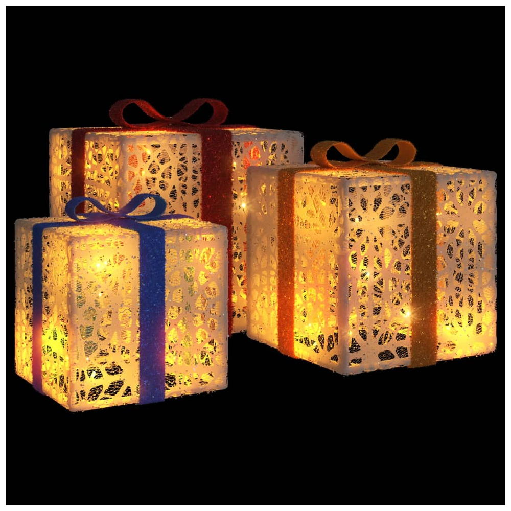 Christmas Boxes 3 pcs 64 LEDs (with lights warm white)