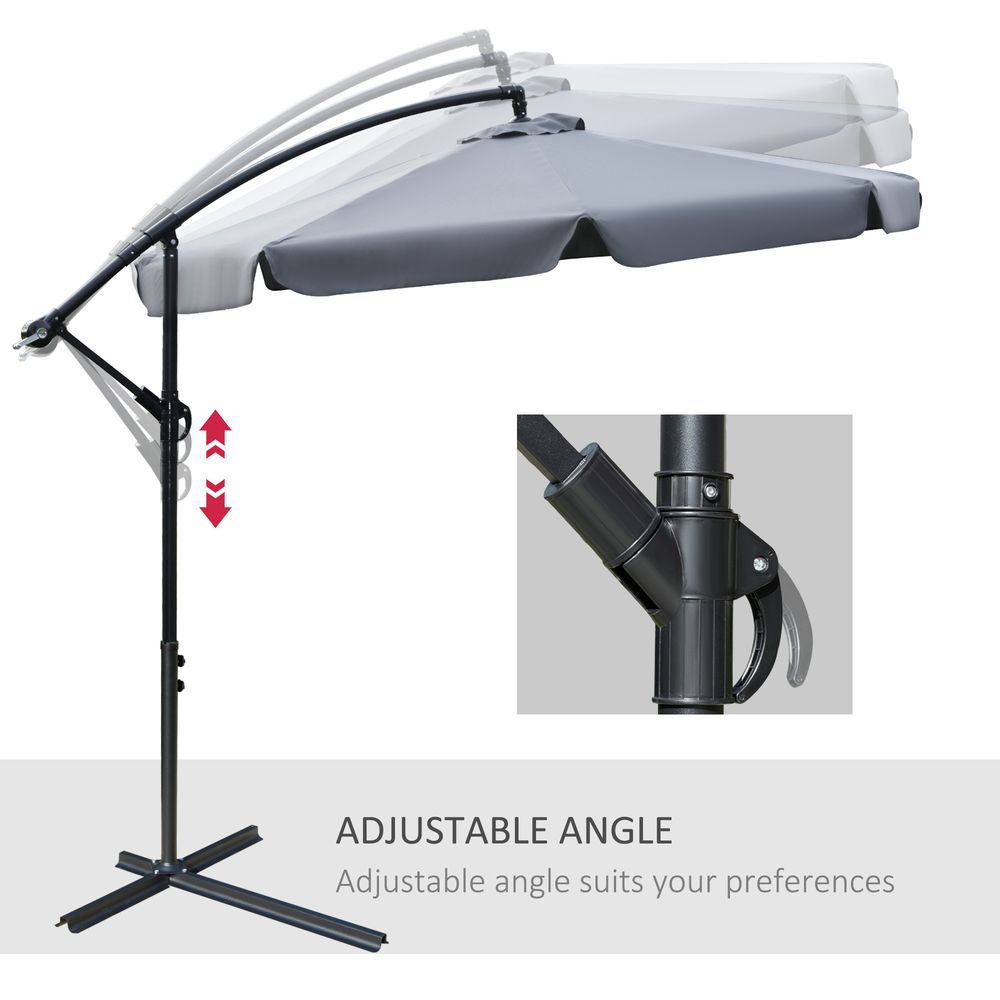 2.7mBanana Parasol Cantilever Umbrella with CrankDark Grey