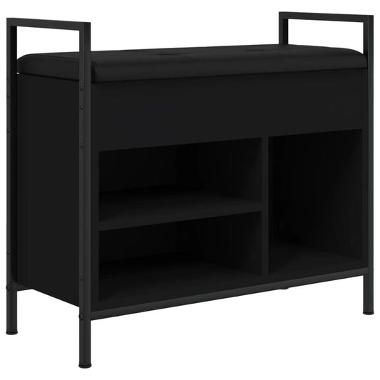 vidaXL Shoe Bench Black 65.5x32x57.5 cm Engineered Wood