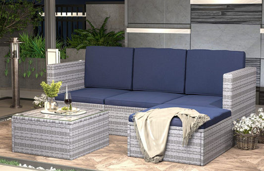 5pcs Rattan Garden Outdoor Patio Sofa Set
