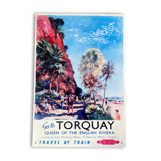 Vintage Sign British Railways Advertising Torquay Queen Of The English Riviera