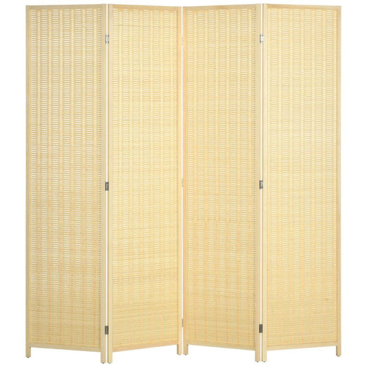 4 Panel Folding Room Divider 170cm Wall Privacy Screen Protector Natural