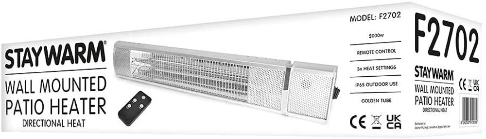 LLOYTRON Wall Mounted Patio Heater | Pedestal Patio Heater | Garden Patio Heater | Instant Warm Indoor/Outdoor