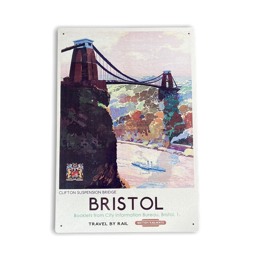Vintage Metal Sign British Railways Retro Advertising Bristol Clifton Bridge