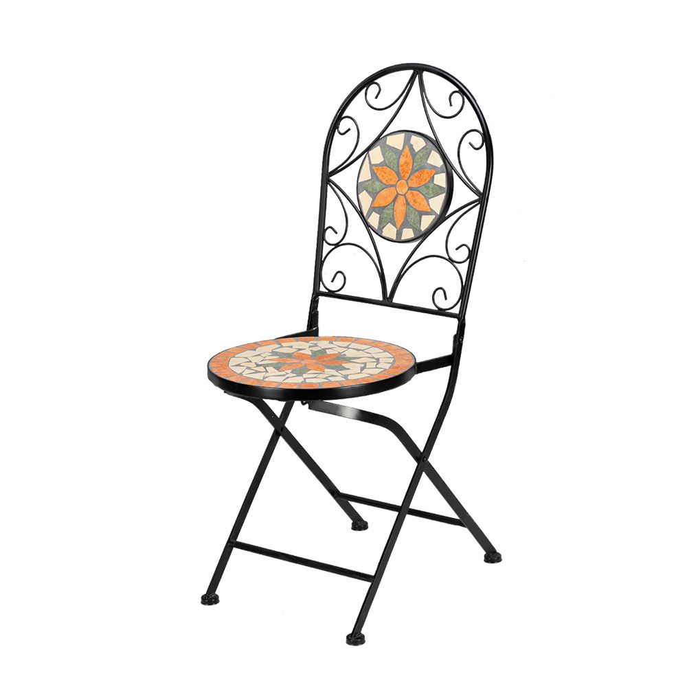 Artisasset Ceramic Inlaid Maple Leaf Shape Mosaic Table And Chair Set - 2 Chair (only chair)