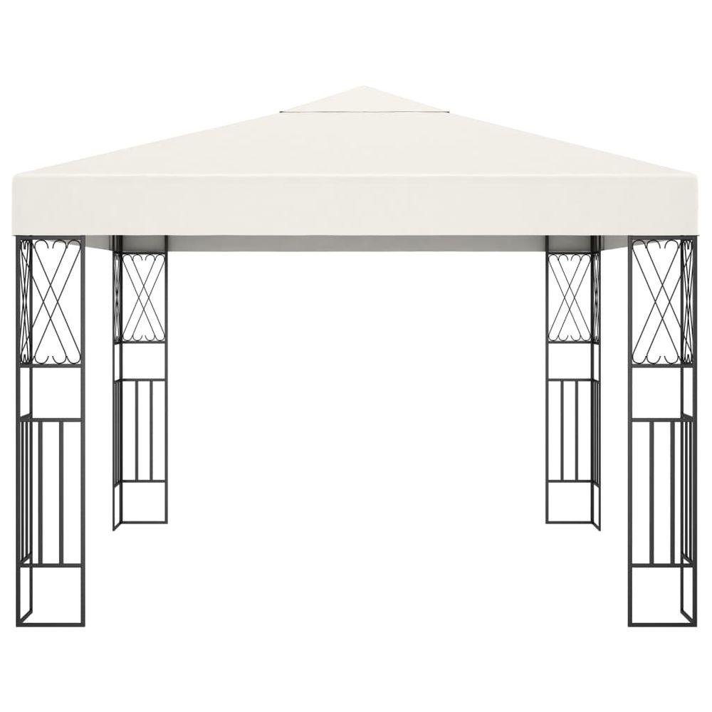 Gazebo with LED String Lights 3x3 m Cream Fabric