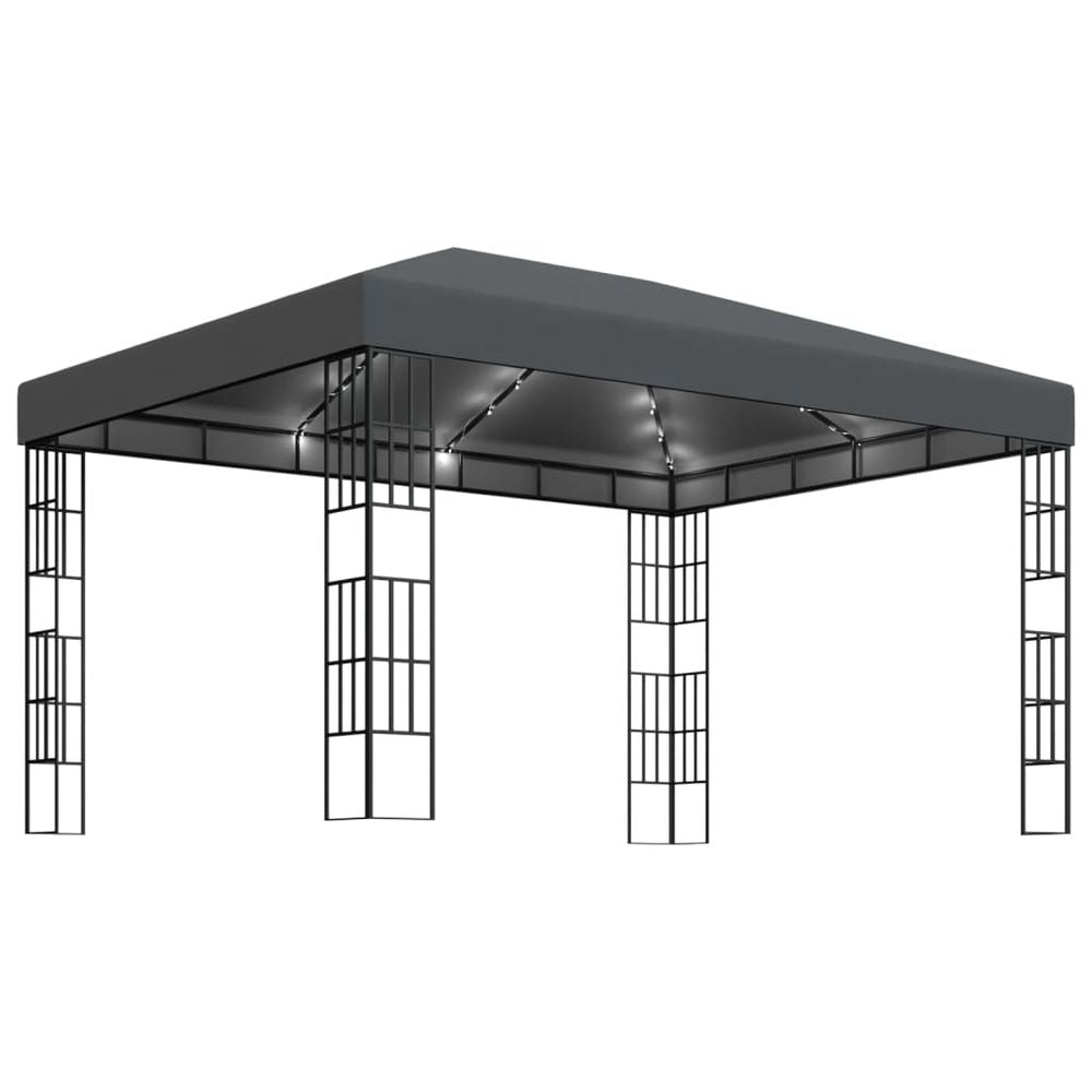 Gazebo with LED String Lights 3x3 m Cream