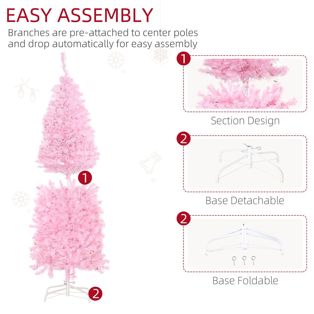 5FT Prelit Artificial Christmas Tree Holiday Home Decor 250 LED Light HOMCOM