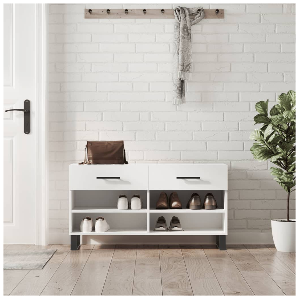 vidaXL Shoe Bench White 102x35x55 cm Engineered Wood