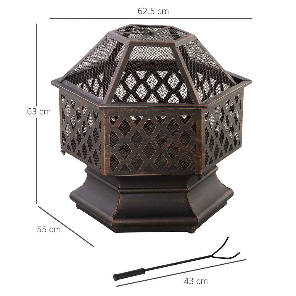 Outdoor Fire Pit with Screen Cover, Portable Wood Burning Firebowl