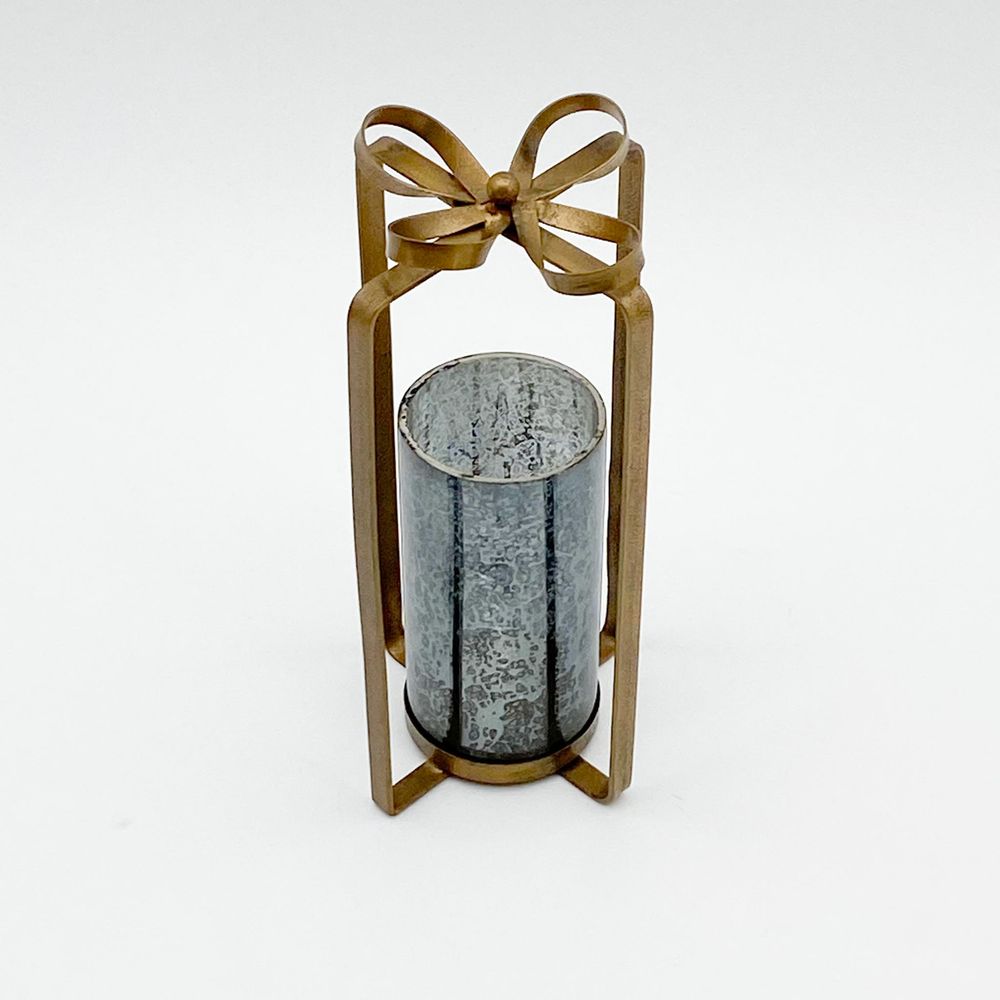 10" ANTIQUE GOLD PILLAR HOLDER