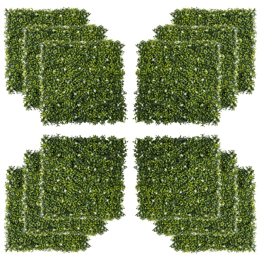 12PCS Artificial Boxwood Wall Panels 20" x 20" Grass Screen Milan Grass