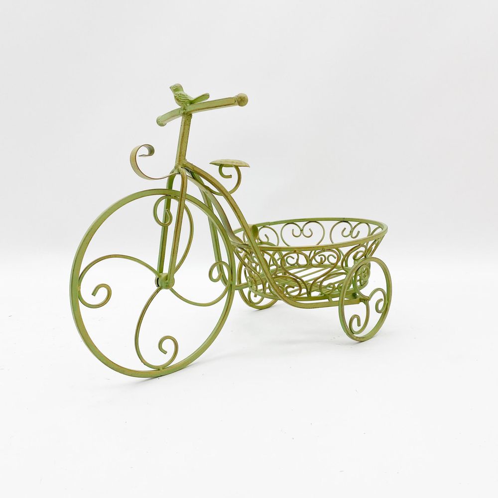Charming 57cm Leaf Green Bicycle Planter | Unique Garden Decor