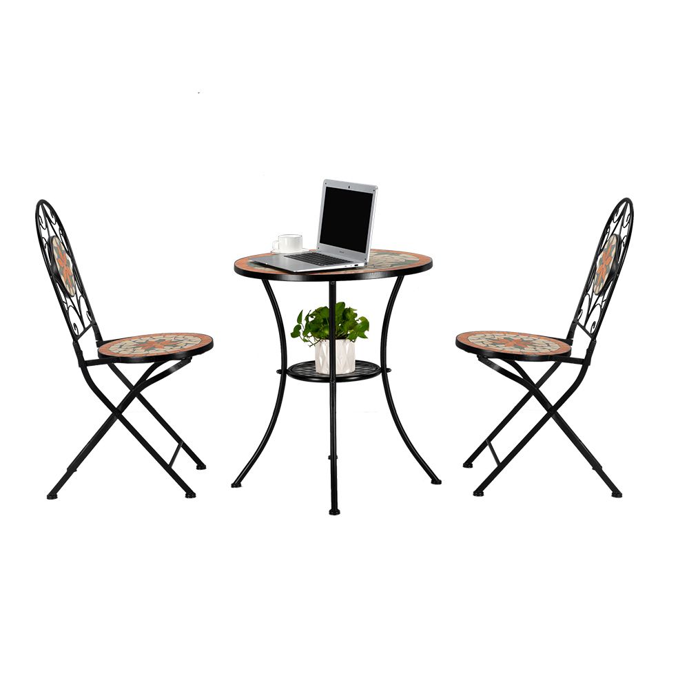 Artisasset Ceramic Inlaid Maple Leaf Shape Mosaic Table And Chair Set - 2 Chair (only chair)