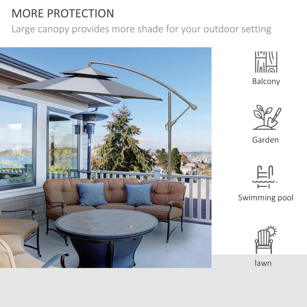 2.7m Garden Banana Parasol Cantilever Umbrella Handle, Dark Grey