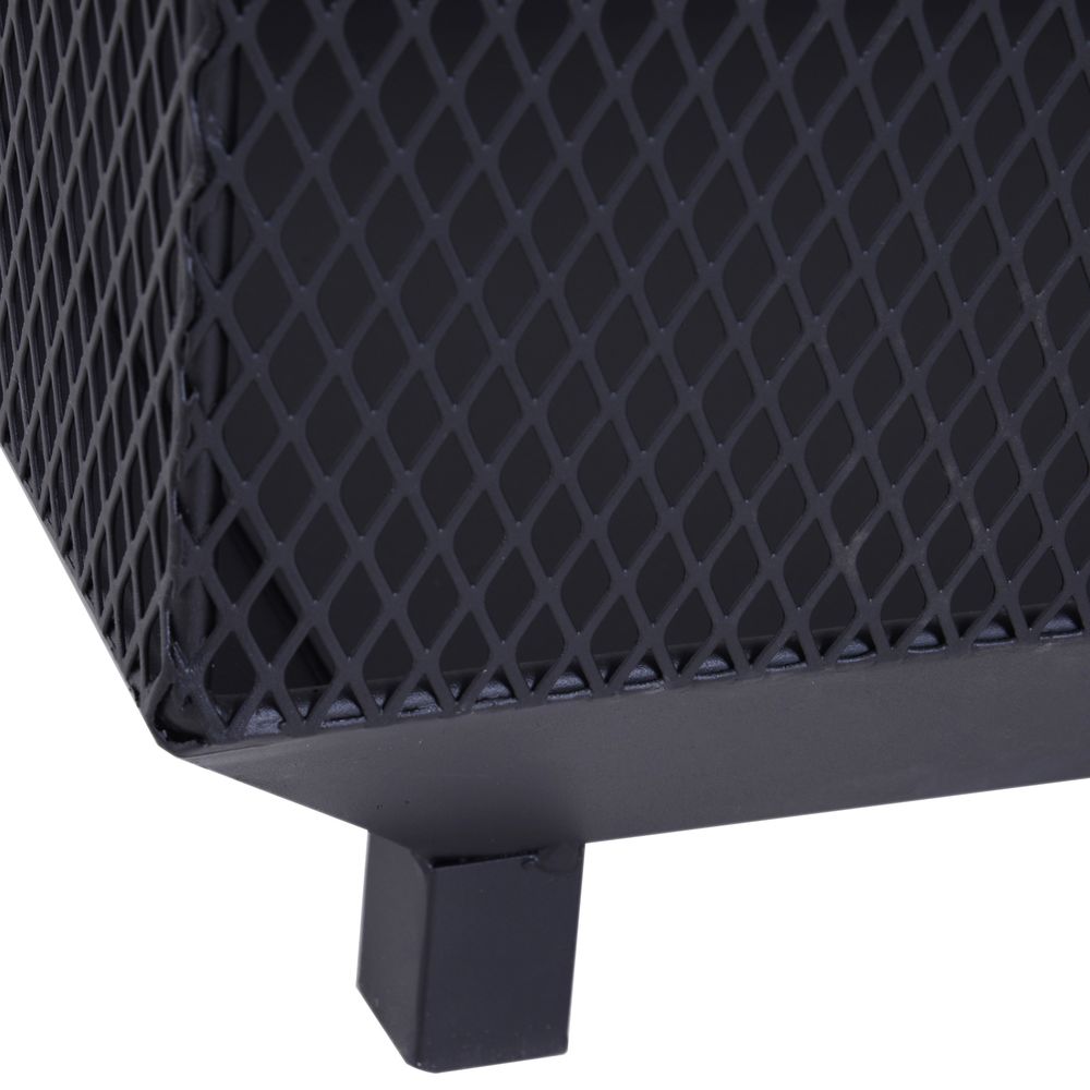 Outsunny Fire Pit, Square Shape, Steel-Black