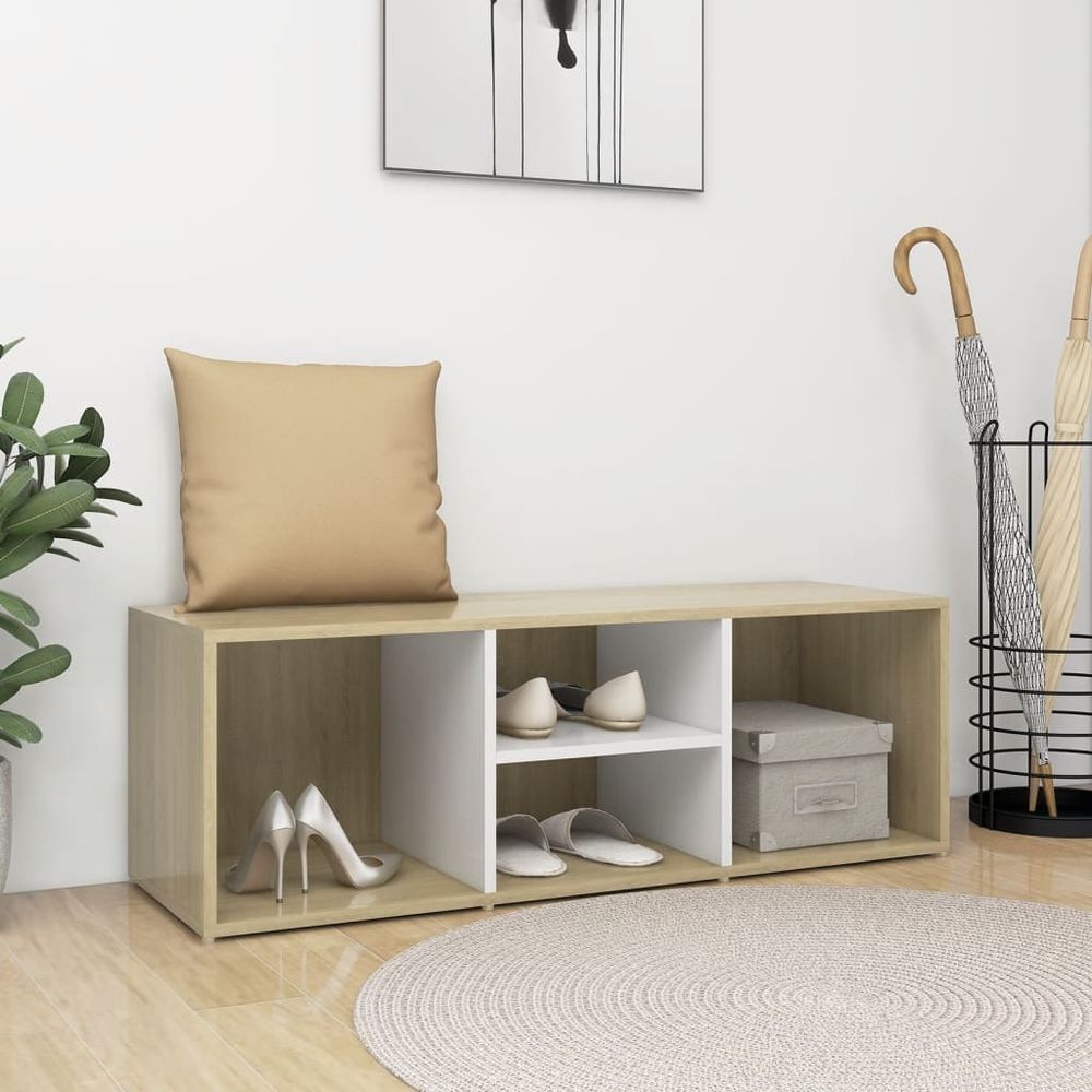 vidaXL Shoe Storage Bench White 105x35x35 cm Engineered Wood