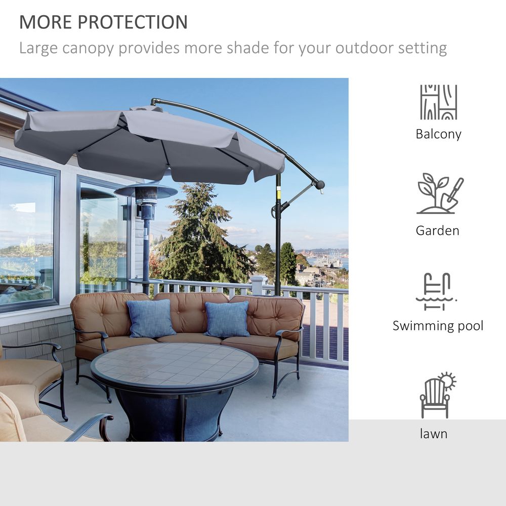 2.7mBanana Parasol Cantilever Umbrella with CrankDark Grey