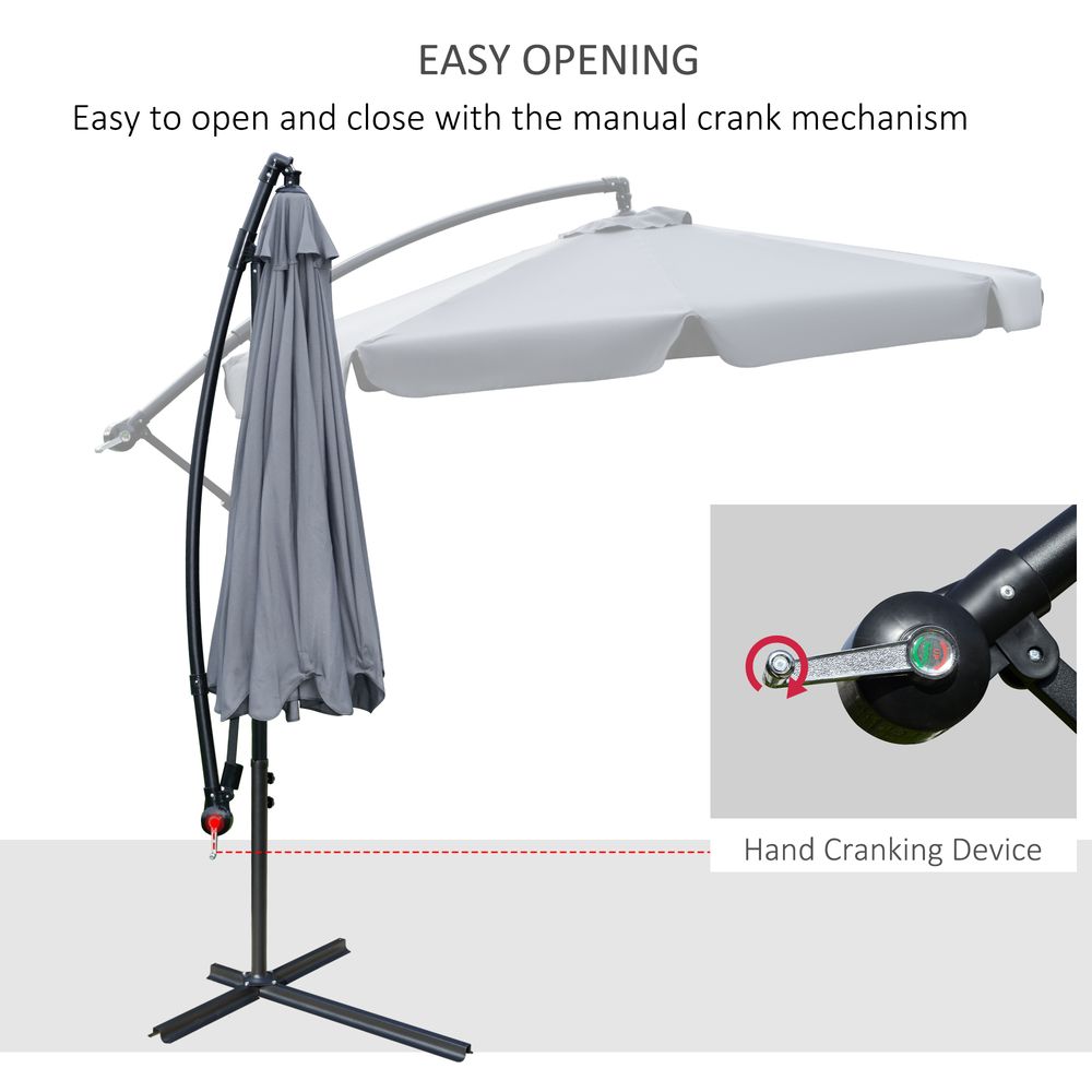2.7mBanana Parasol Cantilever Umbrella with CrankDark Grey