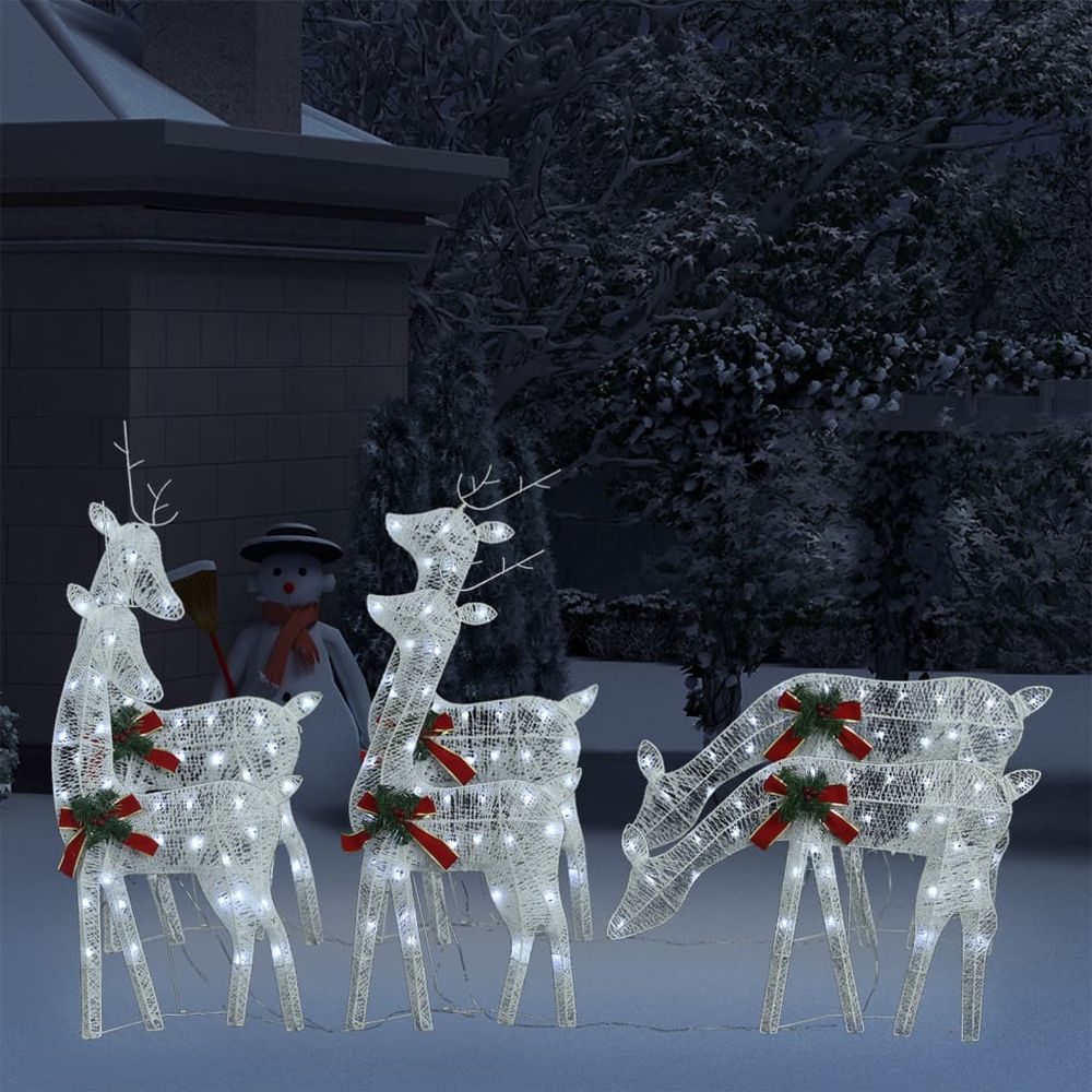 Christmas Reindeer Family 270x7x90 cm Silver Cold White Mesh