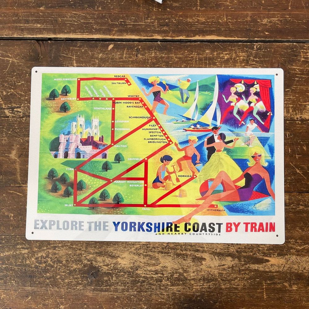 Vintage Sign British Railways Retro Advertising Explore The Yorkshire Coast