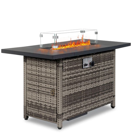 43-Inch Fire Table,50000 BTU Gas Firepit with Volcanic Stone Black