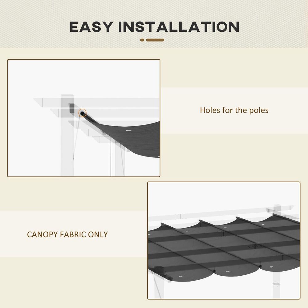 Pergola Shade Cover for 3 x 3m Pergola, Replacement Canopy Fabric Only, Grey
