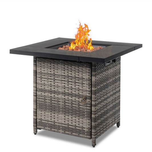 28-Inch Fire Table,50000 BTU Gas Firepit with Volcanic Black