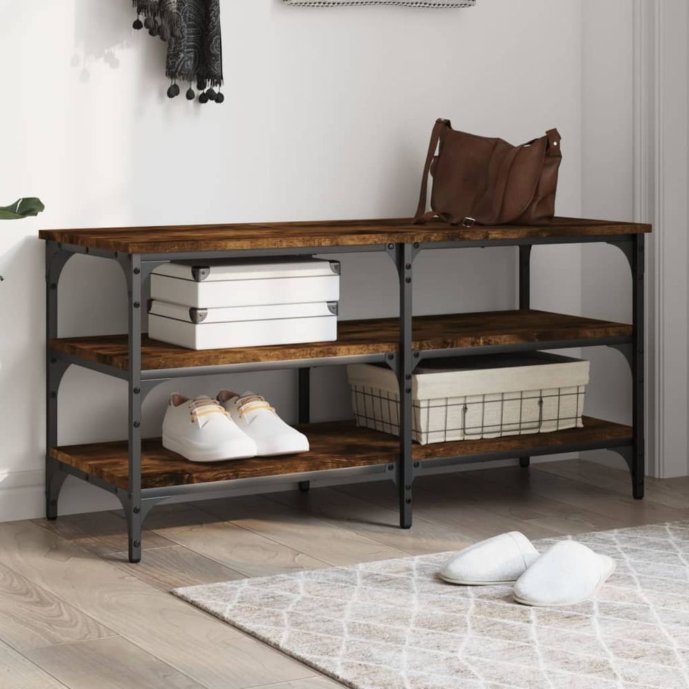 vidaXL Shoe Bench Black 70x38.5x49 cm Engineered Wood