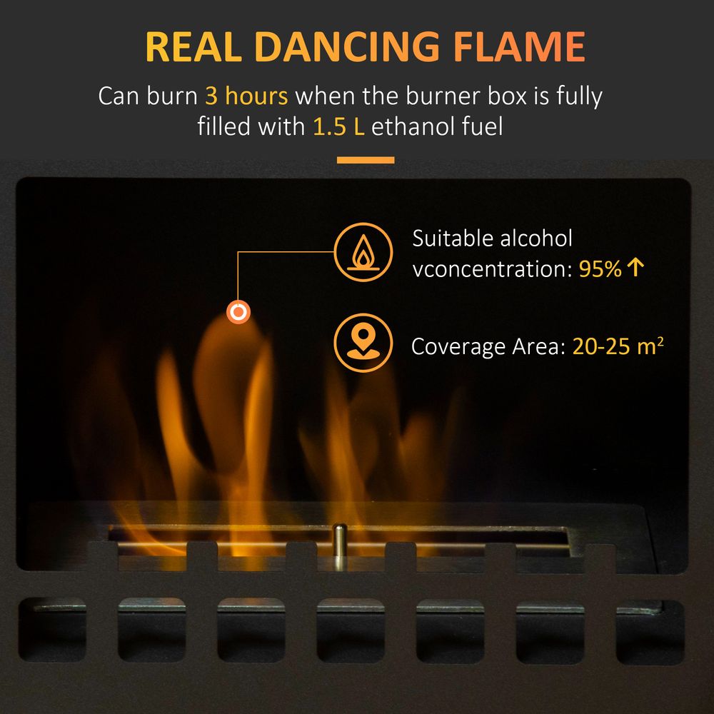 Free Standing Bio Ethanol Fireplace Heater with 1.5L Tank, Black HOMCOM