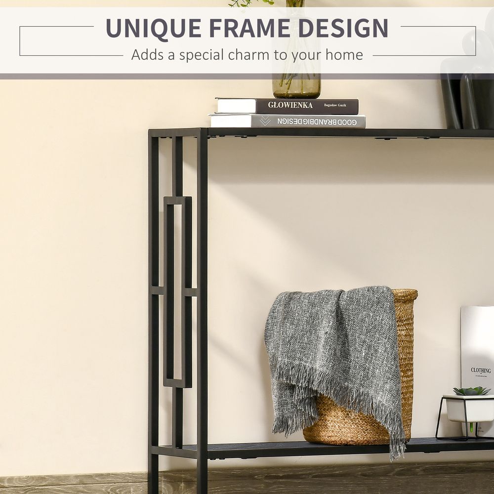 Console Table 2 Shelves MDF Steel Frame in Art Deco Square Style 76x106cm