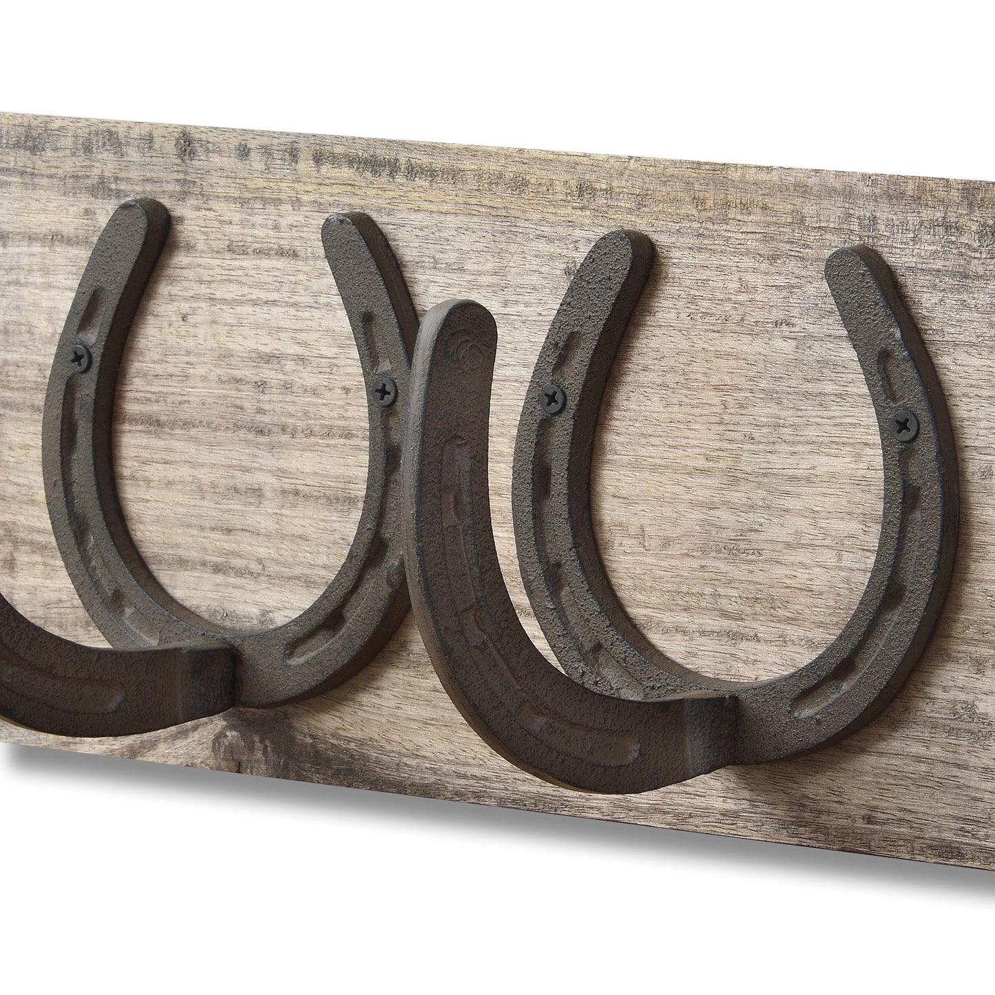 6 Horse Shoe Hooks On Dark Wood- Home Accessories - HomenestUK