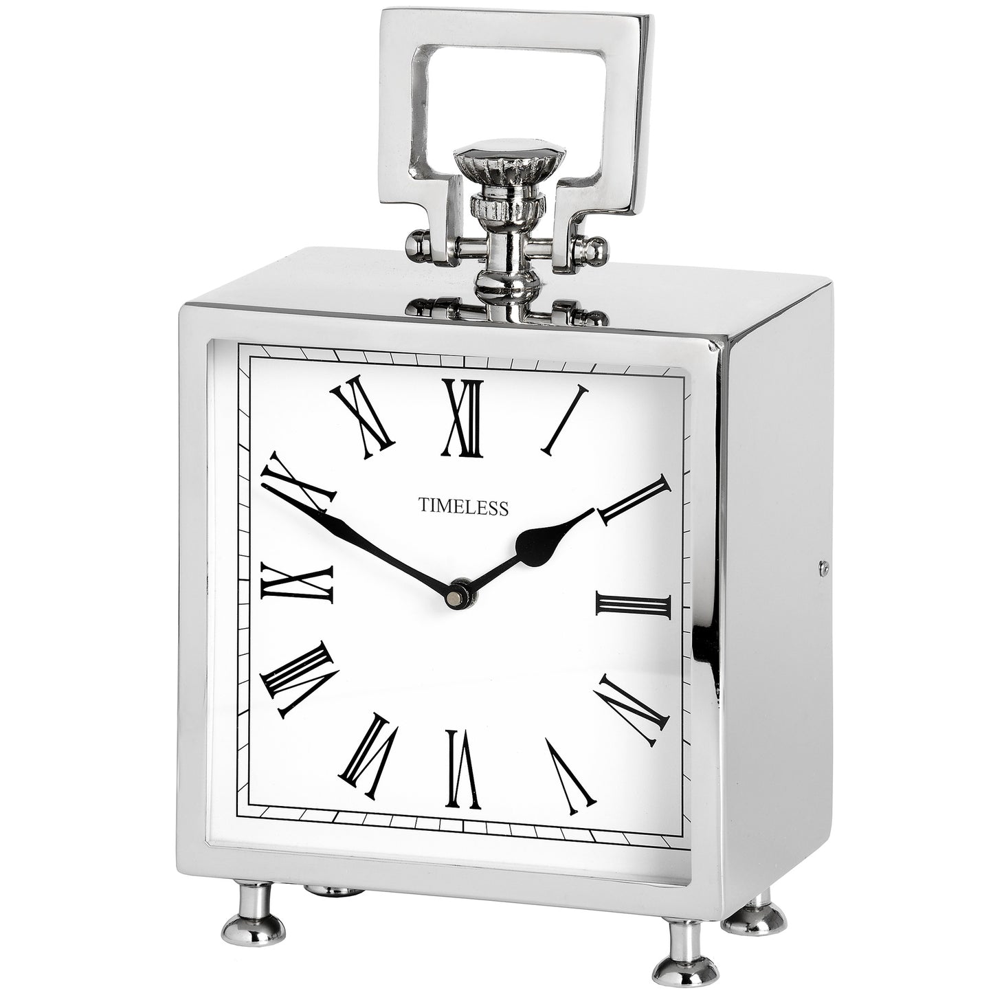 Square Nickel Table Clock - HomenestUK