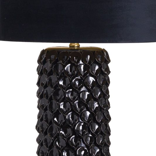 Barbro Table Lamp With Black Velvet Shade - HomenestUK