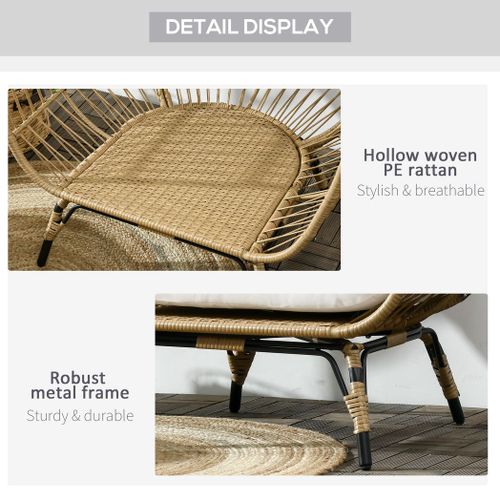 Round PE Rattan Outdoor Egg Chair w/ Padded Cushions - HomenestUK