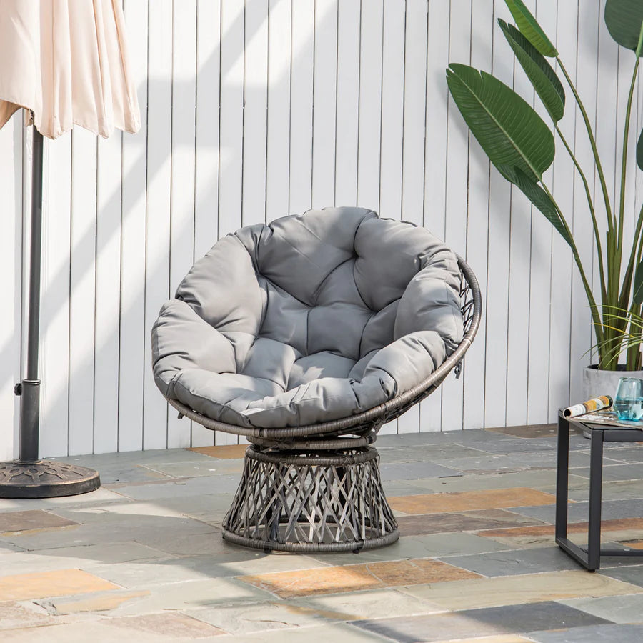 MyhomenestUK Rattan Papasan Moon Bowl outdoor chair -360 Swivel -S0671080431 - HomenestUK