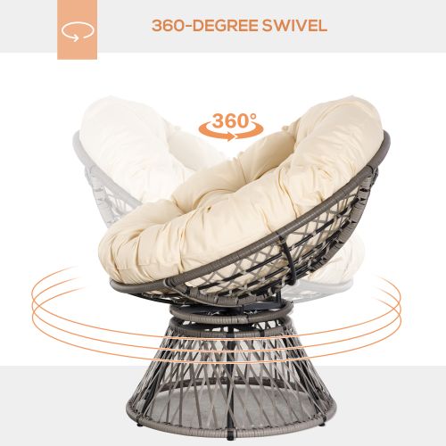 360 Swivel Rattan Papasan Moon Bowl Chair - HomenestUK