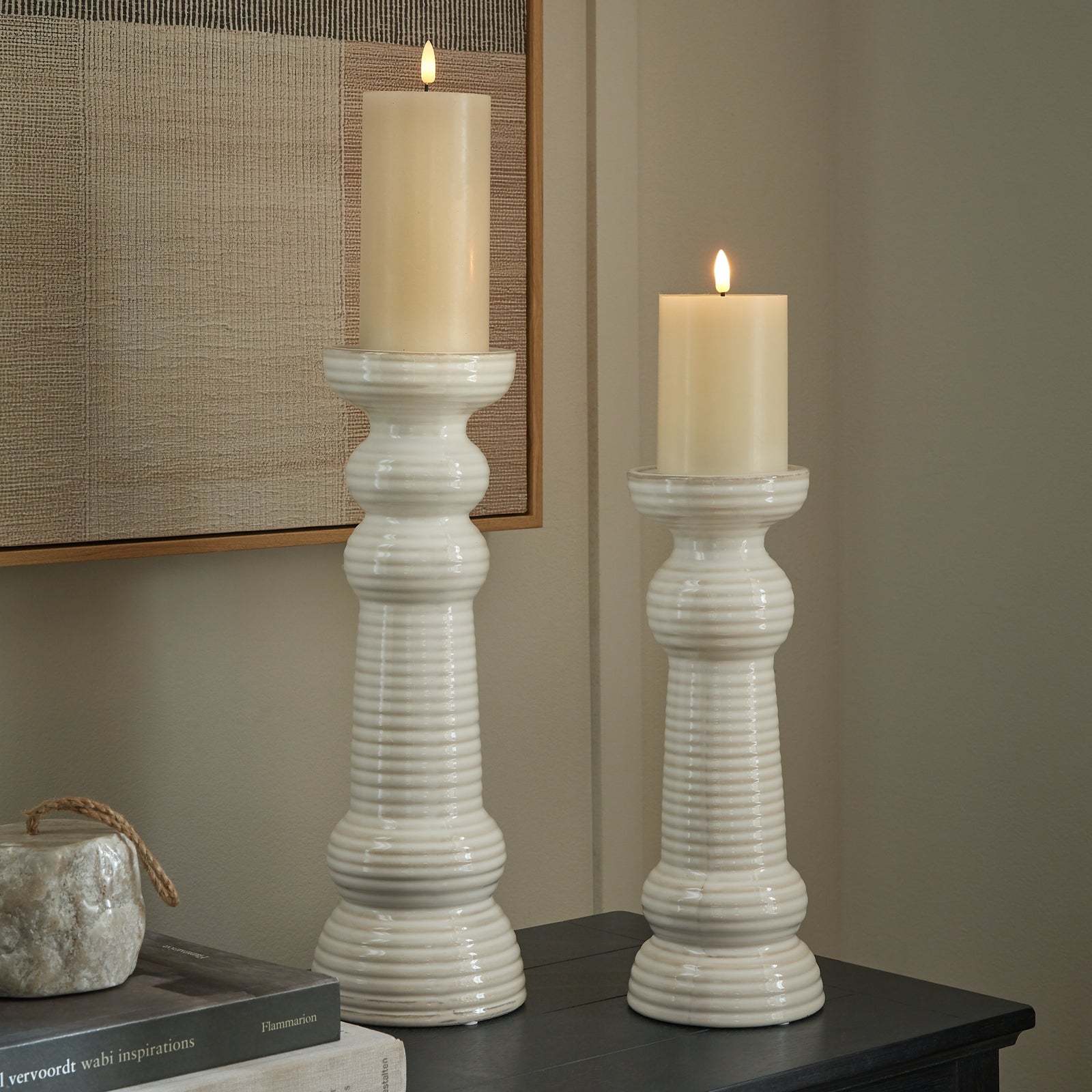 Mediterranean inspired- ceramic candleholders