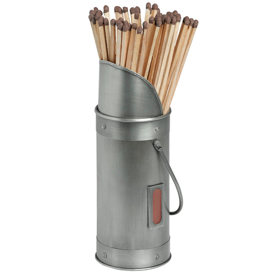 Antique Pewter Match Holder With 60 Matches - HomenestUK