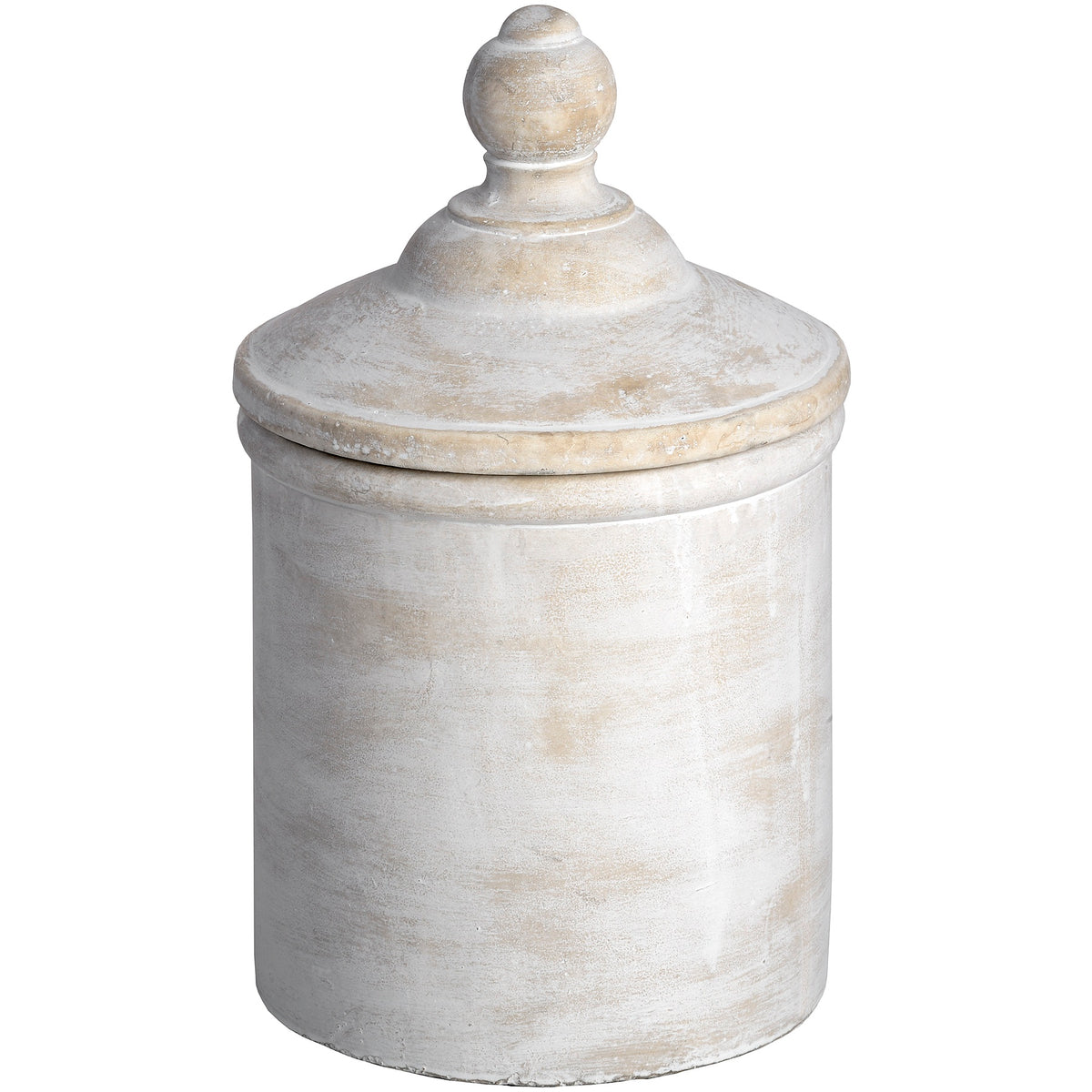 Large Antique White Cannister in white, made from stone
