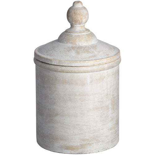 Antique White Cannister in white, made from stone