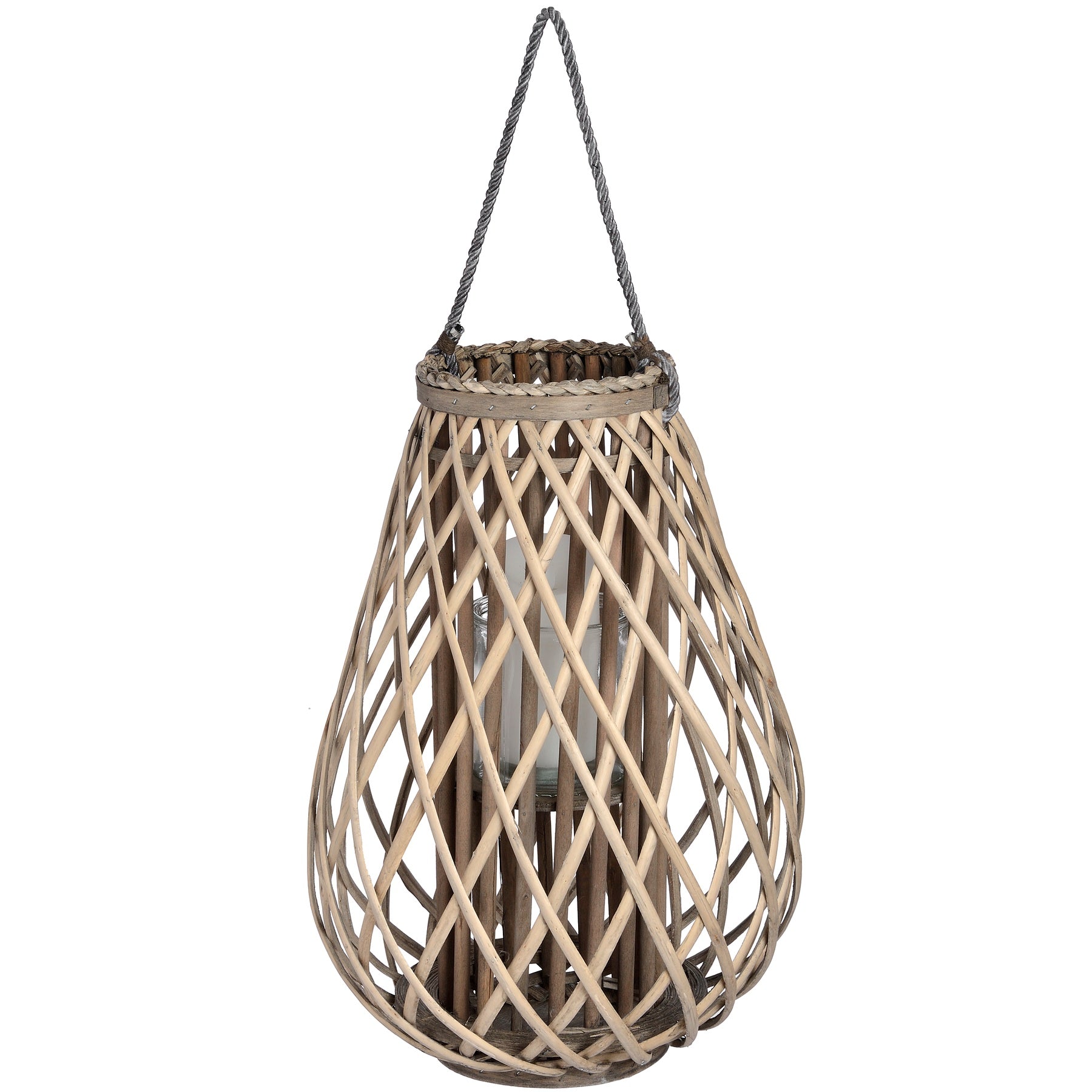 Large Wicker Bulbous Lantern Gifts & Accessories in brown styled interior setting, luxury home decor