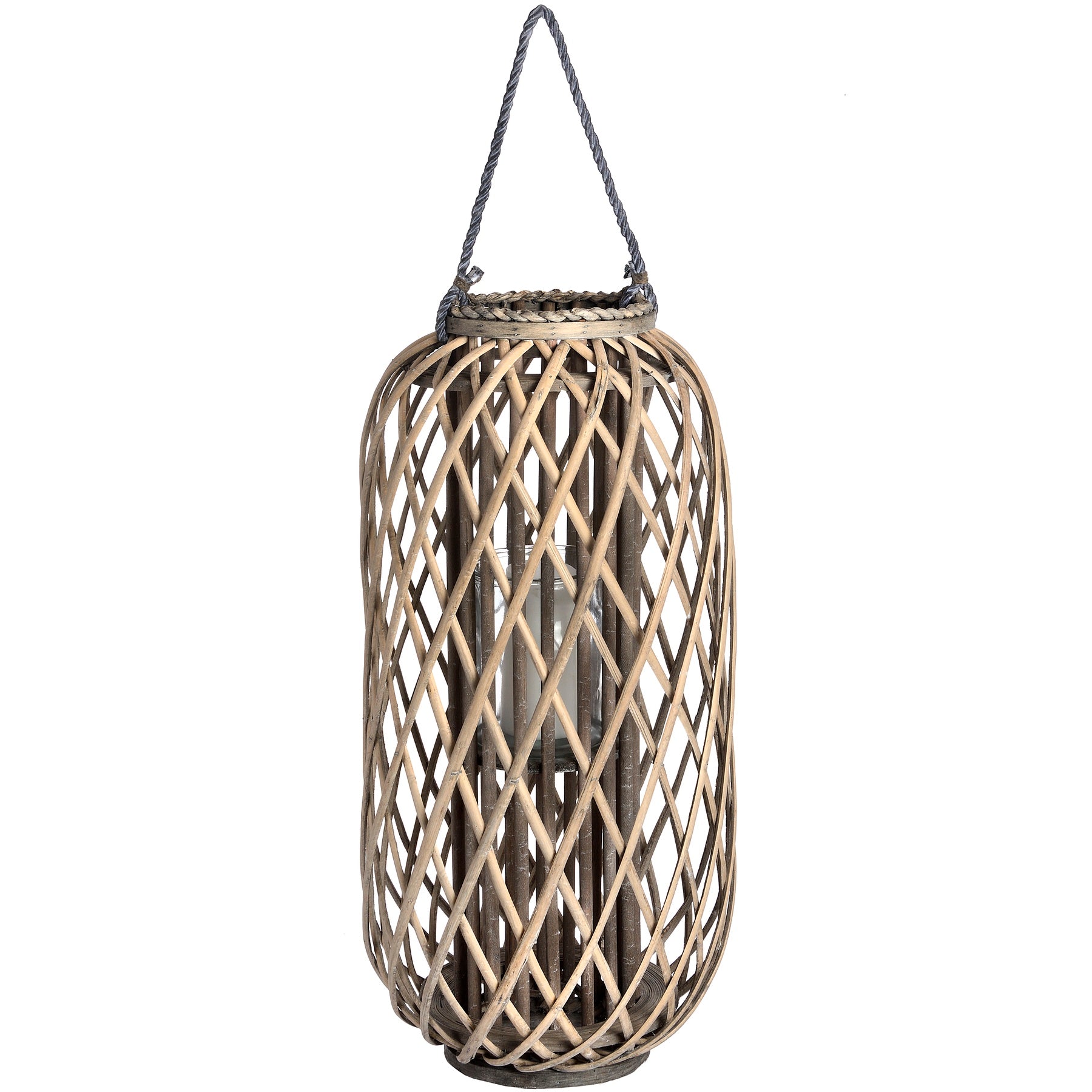 Large Standing Wicker Lantern Gifts & Accessories in brown styled interior setting, luxury home decor